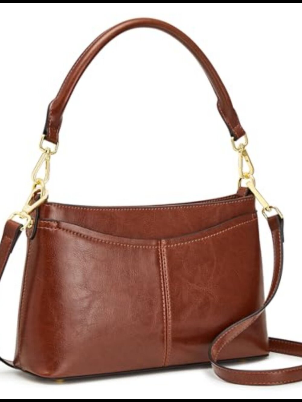 Genuine Leather Crossbody Bag Small Purse Handbag with Detachable Straps